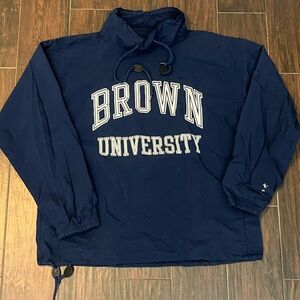 Vintage Brown University Windbreaker Mock-neck pullover